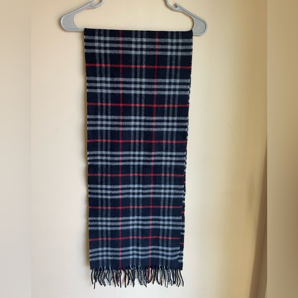 Authentic Burberrys vintage nova check blue wool scarf (F1062) - Picture 1 of 7